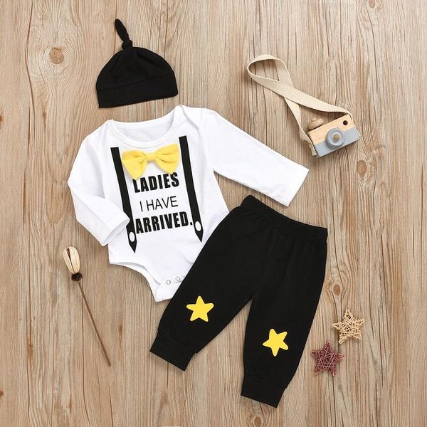clothing sets 3pcs set born baby boy clothes letter print ladies i have arrived bodysuit lovely bowtie pants hat outfits, White
clothing sets 3pcs set born baby boy clothes letter print ladies i have arrived bodysuit lovely bowtie pants hat outfits, White