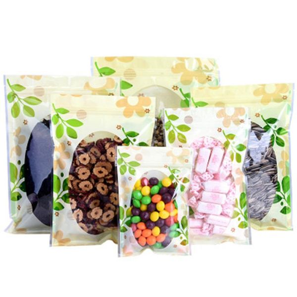 storage bags 100pcs/lot green leaf printed self sealing plastic pouches clear window tear notch zipper reusable food spices package
storage bags 100pcs/lot green leaf printed self sealing plastic pouches clear window tear notch zipper reusable food spices package