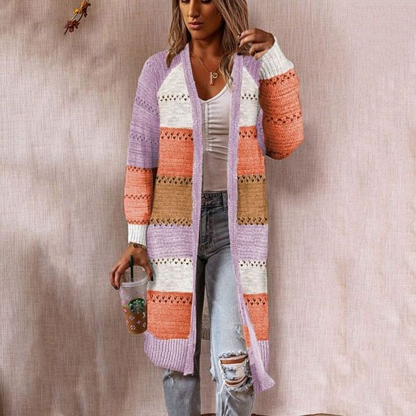 women's long sleeve cardigan comfortable stylish stitched striped patchwork sweater casual long fall winter, White;black
women's long sleeve cardigan comfortable stylish stitched striped patchwork sweater casual long fall winter, White;black