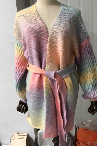 women's sweaters wool jacket gradient rainbow striped knit women lantern sleeve tunic belted cardigan coat gardigan pull femme 8qhq, White;black
women's sweaters wool jacket gradient rainbow striped knit women lantern sleeve tunic belted cardigan coat gardigan pull femme 8qhq, White;black