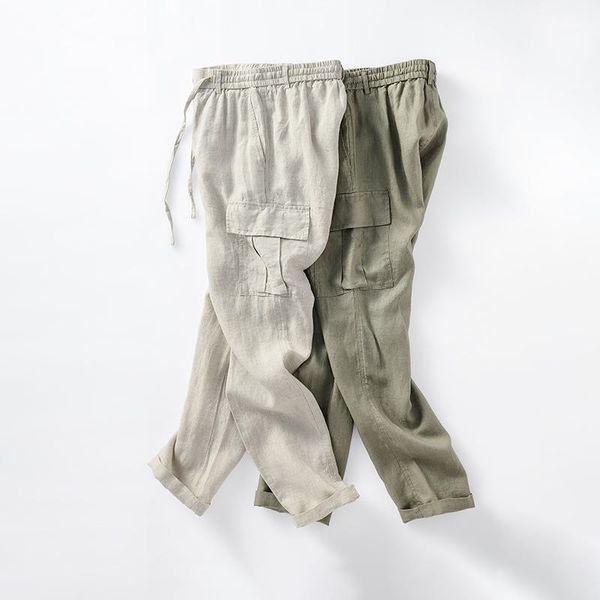 men's pants 040 spring linen cargo multi-pocket drawstring mid-waist fashion casual loose simple youth trousers daily outdoor, Black
men's pants 040 spring linen cargo multi-pocket drawstring mid-waist fashion casual loose simple youth trousers daily outdoor, Black