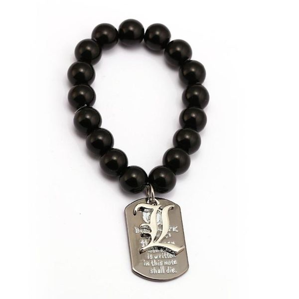 anime death note bracelets cross l logo charm handmade natural black onyx beads bracelet men women bangle jewelry, Golden;silver
anime death note bracelets cross l logo charm handmade natural black onyx beads bracelet men women bangle jewelry, Golden;silver