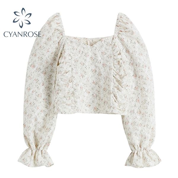 vintage floral print crop blouses women flare long sleeve square collar shirts female korean elegant lace cloth trendy 210515, White
vintage floral print crop blouses women flare long sleeve square collar shirts female korean elegant lace cloth trendy 210515, White