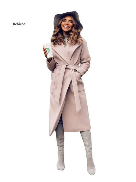 women's wool & blends women jacket lapel tie woolen coat windbreaker cloth womens spring and autumn, Black
women's wool & blends women jacket lapel tie woolen coat windbreaker cloth womens spring and autumn, Black