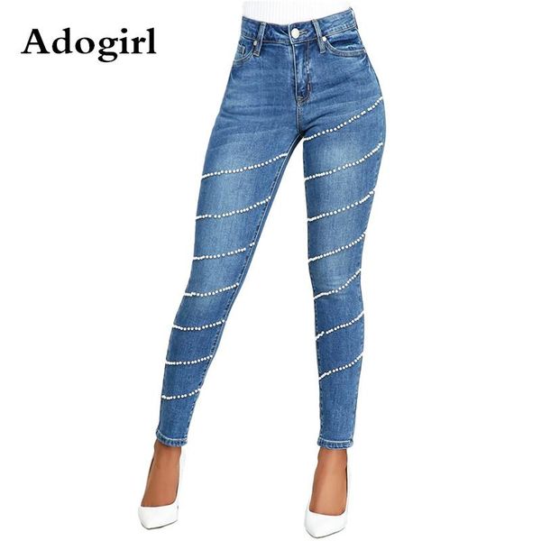 women's jeans adogirl women beading pearls zipper high waist pencil long streetwear beach denim fashion pants street style, Blue
women's jeans adogirl women beading pearls zipper high waist pencil long streetwear beach denim fashion pants street style, Blue