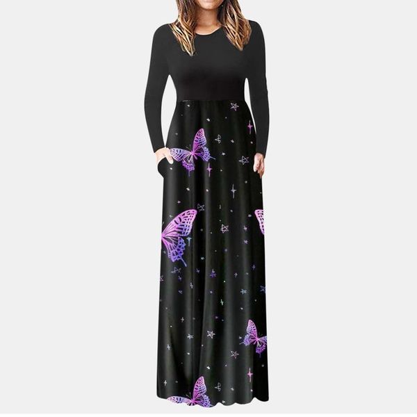 casual dresses butterfly floral print fall women maxi dress cocktail long sleeve sundress with pockets party vestido longo, Black;gray
casual dresses butterfly floral print fall women maxi dress cocktail long sleeve sundress with pockets party vestido longo, Black;gray