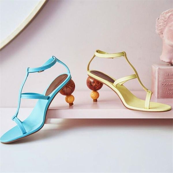 calabash and square toe high heels apricot yellow blue leather summer ladies party sandals, Black