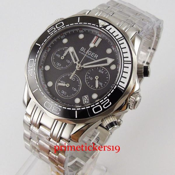wristwatches bliger black dial rotating bezel chronograph function stainless steel quartz watch men sport design, Slivery;brown
wristwatches bliger black dial rotating bezel chronograph function stainless steel quartz watch men sport design, Slivery;brown