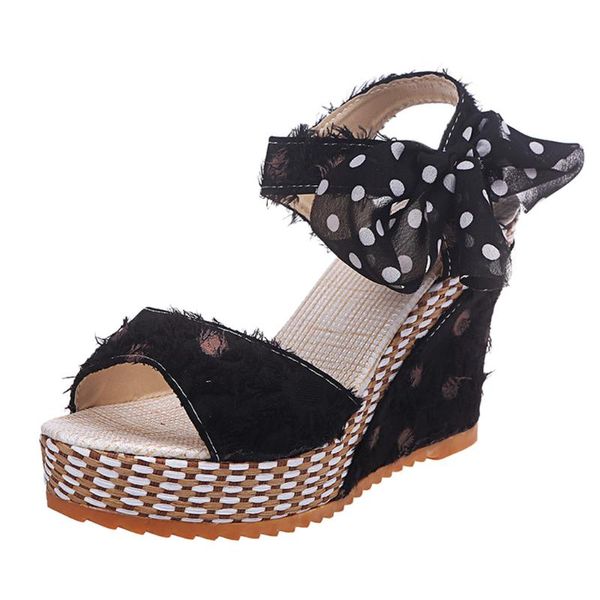 sagace women sandals summer ladies polka dot wedge heel lace bow fish mouth females exquisite banquet shoes, Black
sagace women sandals summer ladies polka dot wedge heel lace bow fish mouth females exquisite banquet shoes, Black