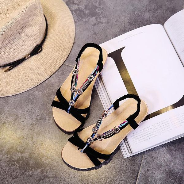 women summer sandals flat flip flop beach elastic band bead slide big size bohemia style causal female shoes lady, Black
women summer sandals flat flip flop beach elastic band bead slide big size bohemia style causal female shoes lady, Black