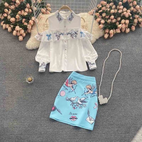 shirt female design sense printing hollow long-sleeved wild high-waist skirt fashionable two-piece suit summer dress 210525, White
shirt female design sense printing hollow long-sleeved wild high-waist skirt fashionable two-piece suit summer dress 210525, White