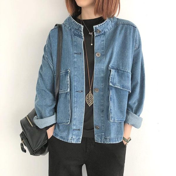 women's jackets 2021 spring and autumn style korean loose large size retro long sleeve denim jacket stand up collar women short coat m3, Black;brown
women's jackets 2021 spring and autumn style korean loose large size retro long sleeve denim jacket stand up collar women short coat m3, Black;brown