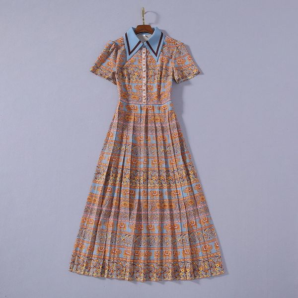 casual dresses european and american women's clothing summer style short sleeve lapel retro print fashion pleated dress kk7d, Black;gray
casual dresses european and american women's clothing summer style short sleeve lapel retro print fashion pleated dress kk7d, Black;gray