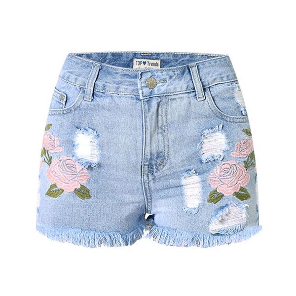 women's shorts floral high waist jeans short femme frayed for women summer fashion, White;black
women's shorts floral high waist jeans short femme frayed for women summer fashion, White;black