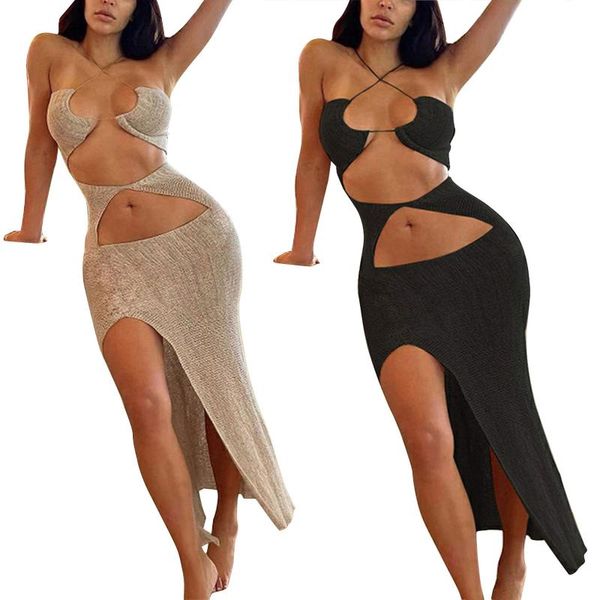 casual dresses women's hip wrap dress, solid color hollow lace suspender, sleeveless, side split lace, hanging neck and out skirt, Black;gray
casual dresses women's hip wrap dress, solid color hollow lace suspender, sleeveless, side split lace, hanging neck and out skirt, Black;gray