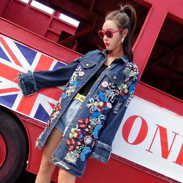 women's jackets female european tide brand heavy industry embroidered cowgirl jacket long loose hole burr autumn bf denim, Black;brown
women's jackets female european tide brand heavy industry embroidered cowgirl jacket long loose hole burr autumn bf denim, Black;brown