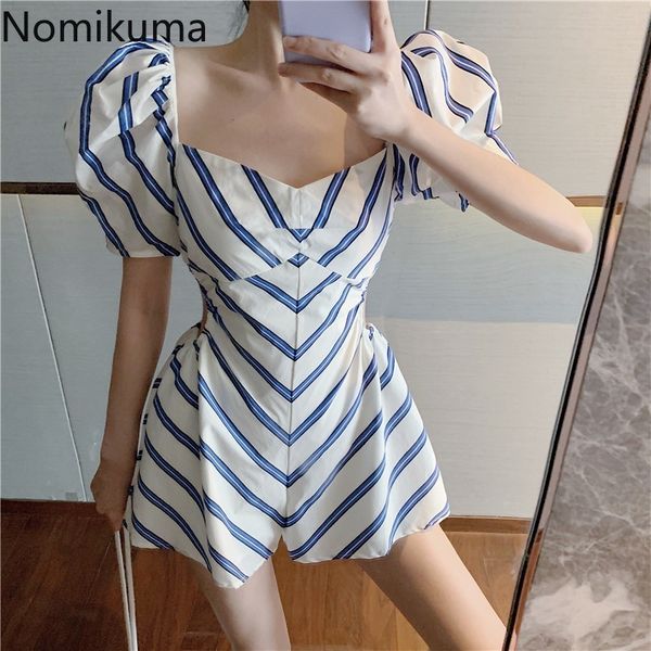 nomikuma hollow out playsuit puff sleeve striped jumpsuits women summer high waist casual fashion rompers female 3b630 210514, Black;white
nomikuma hollow out playsuit puff sleeve striped jumpsuits women summer high waist casual fashion rompers female 3b630 210514, Black;white