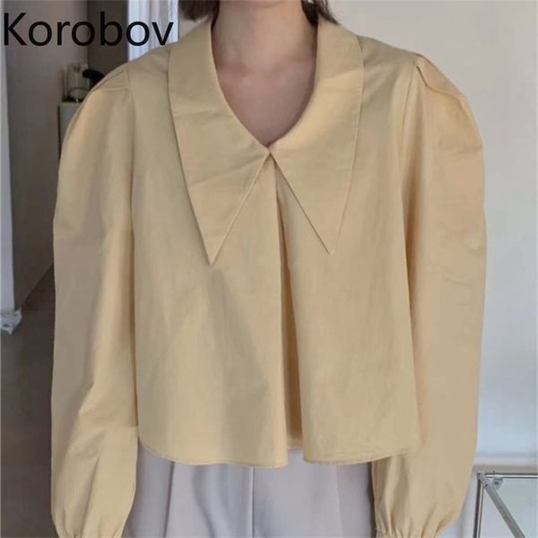 korobov new spring women blouses korean elegant vintage solid female shirts office lady peter pan collar puff sleeve shirt 210430, White
korobov new spring women blouses korean elegant vintage solid female shirts office lady peter pan collar puff sleeve shirt 210430, White