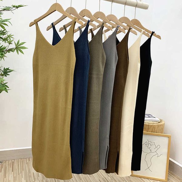 all-match simple bottom mid white v neck sleeveless knitted dress women tank spring wrap hip strap casual vestidos slim 210610, Black;gray
all-match simple bottom mid white v neck sleeveless knitted dress women tank spring wrap hip strap casual vestidos slim 210610, Black;gray