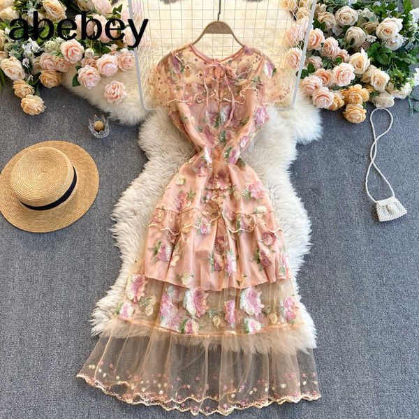 mesh embroidery flower dress women korean short sleeve a-line dresses summer high fashion elegant streetwear dress 210715, Black;gray
mesh embroidery flower dress women korean short sleeve a-line dresses summer high fashion elegant streetwear dress 210715, Black;gray
