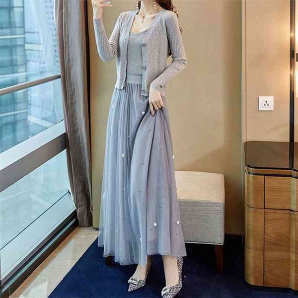 slim knitted 3-piece suits women spaghetti strap + v-neck cardigan high waist beading mesh skirts casual elastic sets 210522, White
slim knitted 3-piece suits women spaghetti strap + v-neck cardigan high waist beading mesh skirts casual elastic sets 210522, White