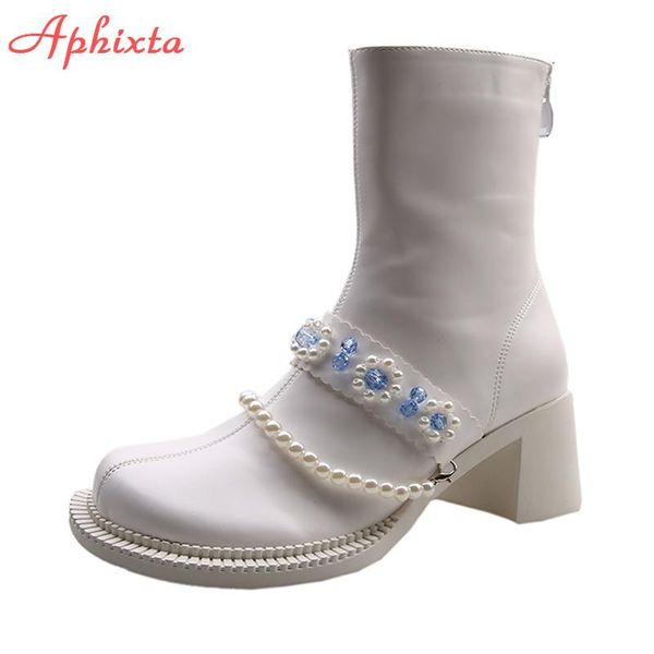 boots aphixta 2021 autumn winter string bead ankle women diamond crystals 5cm square heel white flower zip lady footwear shoes, Black
boots aphixta 2021 autumn winter string bead ankle women diamond crystals 5cm square heel white flower zip lady footwear shoes, Black