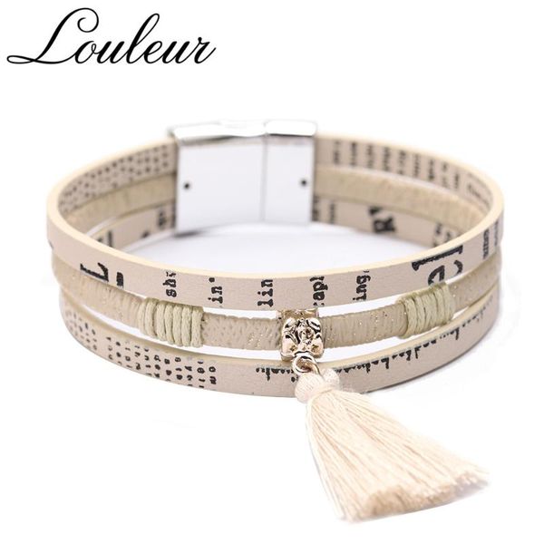 charm bracelets louleur multilayer letter leather for women tassel pendant bohemian bracelet female jewelry valentine's day gift, Golden;silver
charm bracelets louleur multilayer letter leather for women tassel pendant bohemian bracelet female jewelry valentine's day gift, Golden;silver