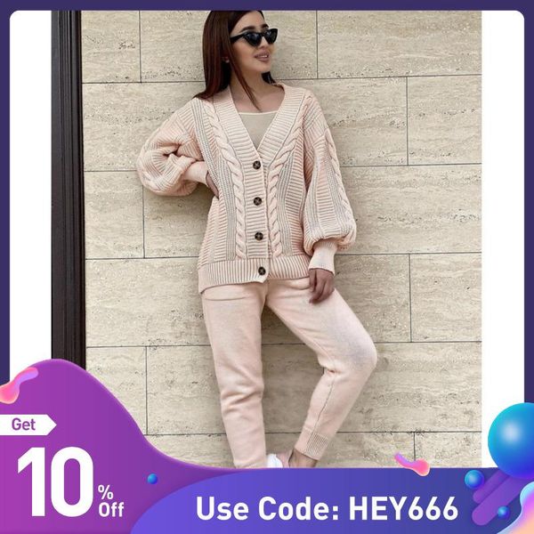 women's two piece pants elegant solid knitted women autumn suit 2021 vintage single breasted v neck cardigan sweater casual warm trouse, White
women's two piece pants elegant solid knitted women autumn suit 2021 vintage single breasted v neck cardigan sweater casual warm trouse, White