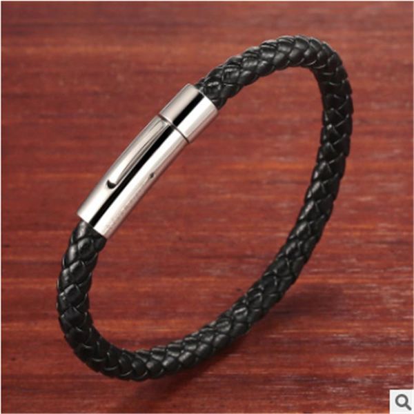 charm bracelets classic style men leather bracelet simple black stainless steel button neutral accessories hand-woven jewelry gifts, Golden;silver
charm bracelets classic style men leather bracelet simple black stainless steel button neutral accessories hand-woven jewelry gifts, Golden;silver