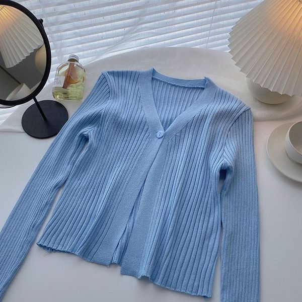 women's knits & tees v-neck cardigan women 2021 soild ribbed sweater single button long sleeve fashion knitted crop clothing femme, White
women's knits & tees v-neck cardigan women 2021 soild ribbed sweater single button long sleeve fashion knitted crop clothing femme, White