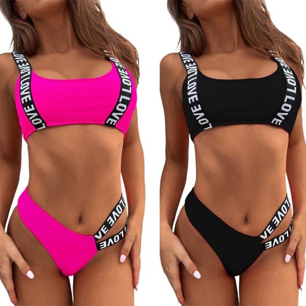 women's swimwear women two piece push up bikini suits solid color swimsuit fashion letter webbing suspender and hollow mid-waist t, White;black
women's swimwear women two piece push up bikini suits solid color swimsuit fashion letter webbing suspender and hollow mid-waist t, White;black