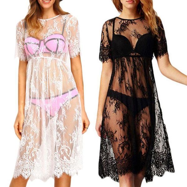 women's swimwear women summer short sleeve swimsuit bikini cover up hollow out see-through eyelash floral lace loose pullover midi beac, White;black
women's swimwear women summer short sleeve swimsuit bikini cover up hollow out see-through eyelash floral lace loose pullover midi beac, White;black