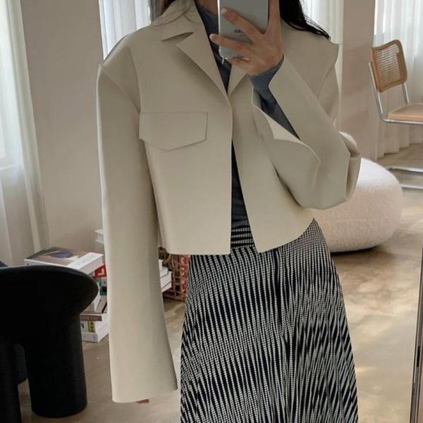 women's leather & faux korean autumn women lapel streetwea loose long sleeve motorcycle short jacket coat female fashion 2021 n057, Black
women's leather & faux korean autumn women lapel streetwea loose long sleeve motorcycle short jacket coat female fashion 2021 n057, Black