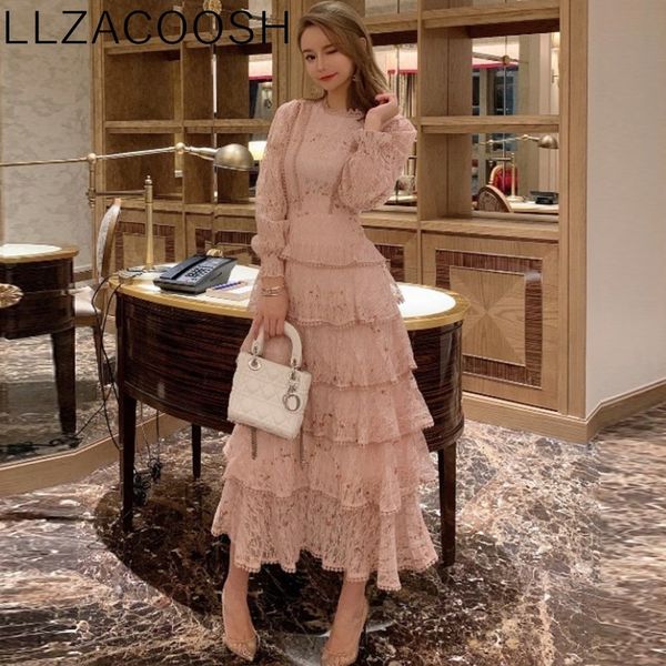 vintage spring women lace embroidery sweet ruffles layered midi long dress elegant princess party holiday dress vestidos 210514, Black;gray
vintage spring women lace embroidery sweet ruffles layered midi long dress elegant princess party holiday dress vestidos 210514, Black;gray