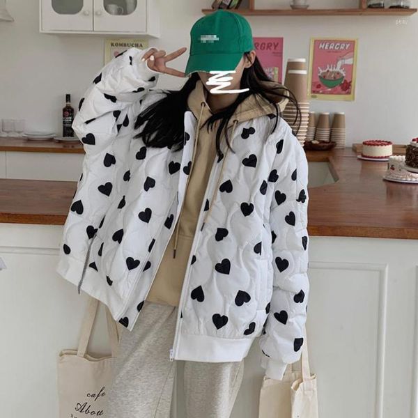 women's jackets lovely heart printed autumn short coat women winter casual zipper jacket thinken warm soft korean style loose outwear, Black;brown
women's jackets lovely heart printed autumn short coat women winter casual zipper jacket thinken warm soft korean style loose outwear, Black;brown