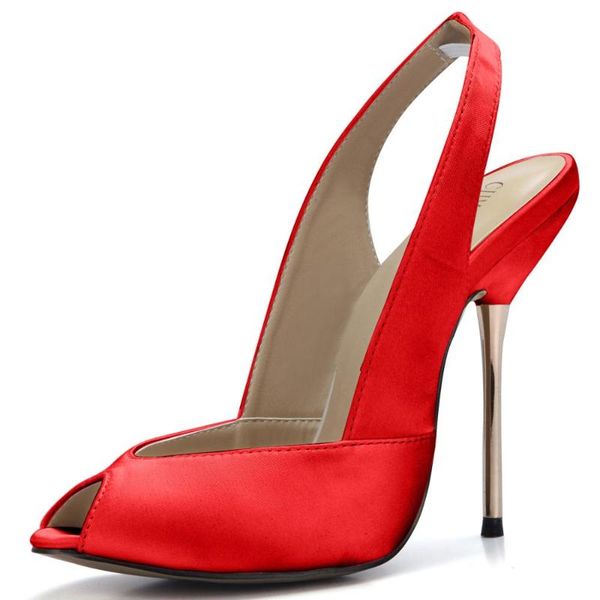 summer 11cm high heeled sandals satin bridals women sandal stiletto thin heel slingback peep toe party lady shoe 5-g8, Black
summer 11cm high heeled sandals satin bridals women sandal stiletto thin heel slingback peep toe party lady shoe 5-g8, Black