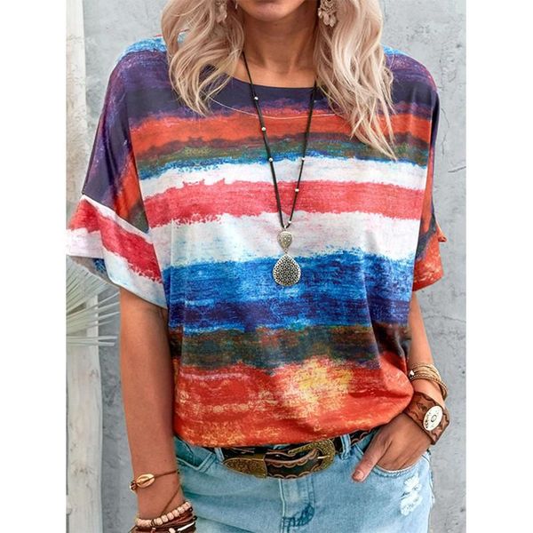 women's t-shirt summer stripe color collision women clothing fashion round neck short sleeve casual plus size harajuku, White
women's t-shirt summer stripe color collision women clothing fashion round neck short sleeve casual plus size harajuku, White