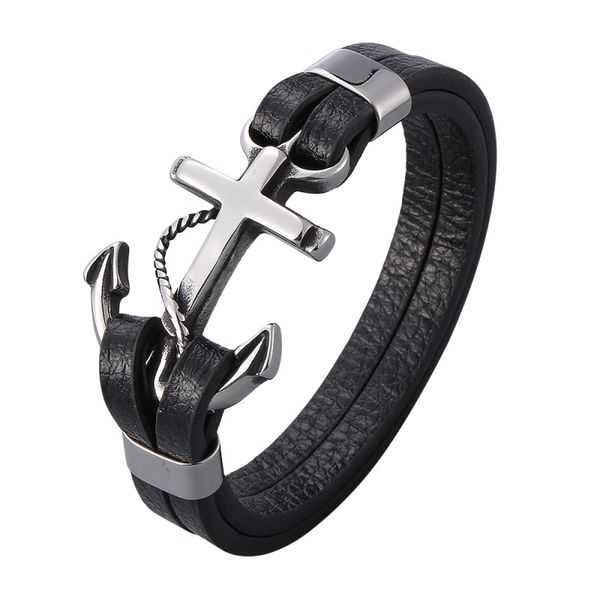 classic design black leather stainless steel anchor charm bracelet for men gift, Golden;silver
classic design black leather stainless steel anchor charm bracelet for men gift, Golden;silver