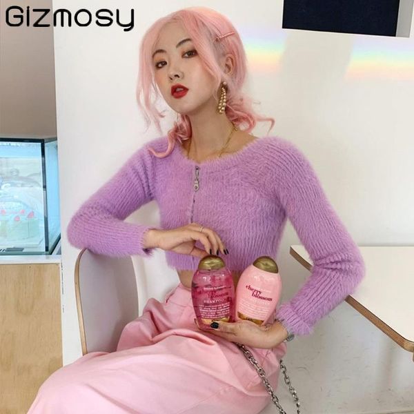 women's knits & tees gizmosy 2021 autumn sweater female girl pink furry slash neck zipper mink wool knitted cardigan casual short top, White
women's knits & tees gizmosy 2021 autumn sweater female girl pink furry slash neck zipper mink wool knitted cardigan casual short top, White