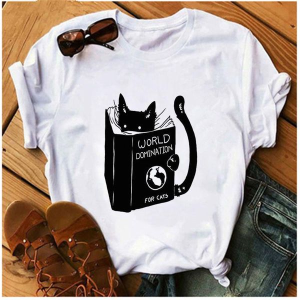 women's t-shirt cute cat print ladies loose short sleeve o-neck 2021 summer tees femme, White
women's t-shirt cute cat print ladies loose short sleeve o-neck 2021 summer tees femme, White