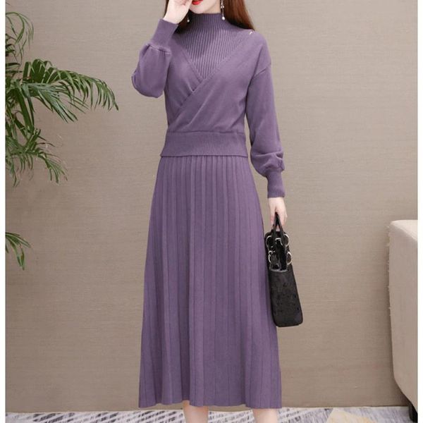 two piece dress plus size a-line and sweater coat set women midi knit suit solid knitted outfits, White
two piece dress plus size a-line and sweater coat set women midi knit suit solid knitted outfits, White