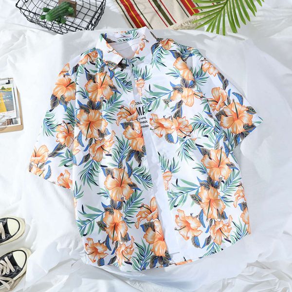 men's casual shirts shirt5-sleeve floral beach short sleeve lovers' wear taiwan ins shirt coat summer zdst, White;black
men's casual shirts shirt5-sleeve floral beach short sleeve lovers' wear taiwan ins shirt coat summer zdst, White;black