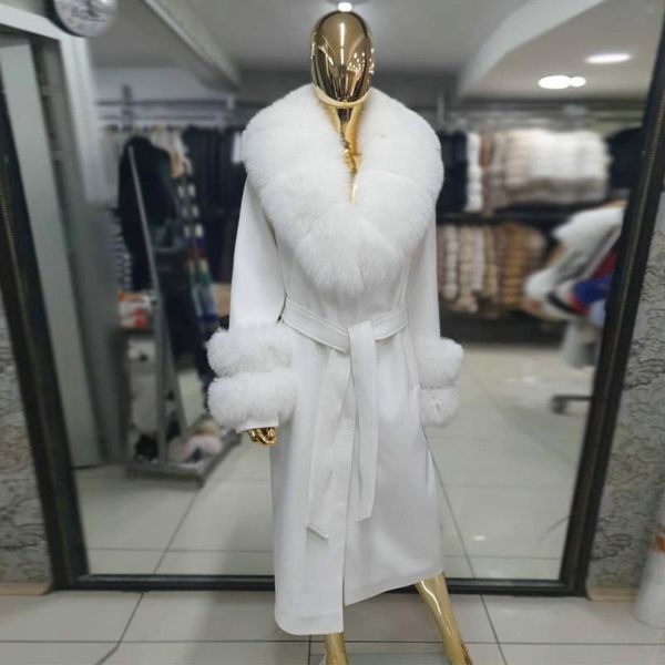 women's fur & faux long white cashmere coats real women winter fashion whole skin wool blends with belt slim woman overcoats, Black
women's fur & faux long white cashmere coats real women winter fashion whole skin wool blends with belt slim woman overcoats, Black