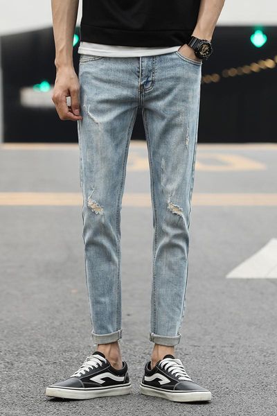 men's jeans autumn and winter ripped nine-point loose feet slim beggar pants hong kong style harem 9-point casual, Blue
men's jeans autumn and winter ripped nine-point loose feet slim beggar pants hong kong style harem 9-point casual, Blue