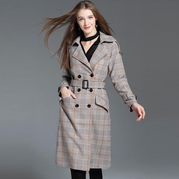 women's trench coats autumn winter plaid coat for women vintage x-long woolen jacket female double-breasted belt oversize outwear high, Tan;black
women's trench coats autumn winter plaid coat for women vintage x-long woolen jacket female double-breasted belt oversize outwear high, Tan;black