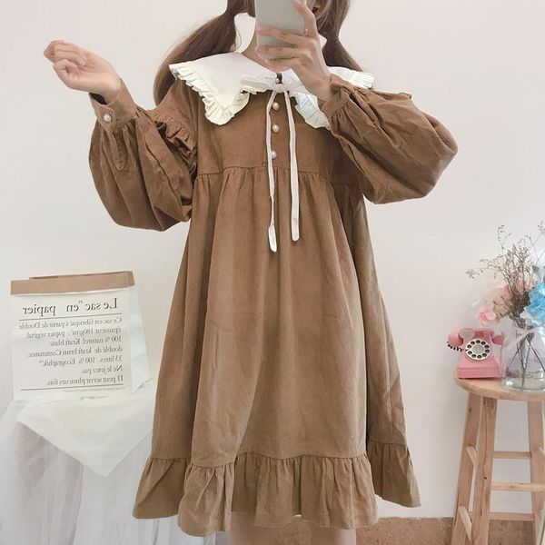 casual dresses japanese mori girl autumn women corduroy dress collar blue polka bow elastic-waisted vestidos longo elegant cute, Black;gray
casual dresses japanese mori girl autumn women corduroy dress collar blue polka bow elastic-waisted vestidos longo elegant cute, Black;gray