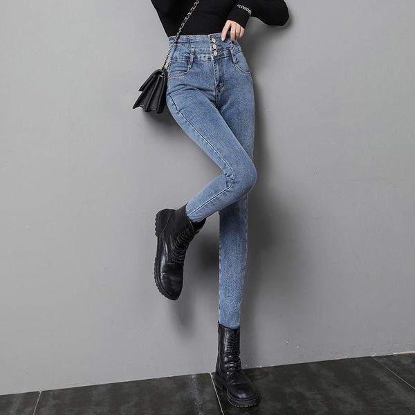 jeans women's high-waist spring, autumn and winter small feet cropped trousers thickened tight elastic chic leggings, Blue
jeans women's high-waist spring, autumn and winter small feet cropped trousers thickened tight elastic chic leggings, Blue