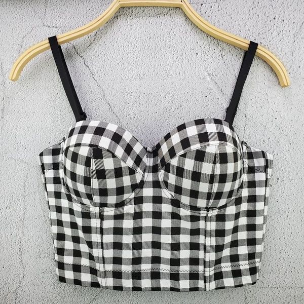 cotton plaid bustier push up bra women crop vest corset crop women, Black;white
cotton plaid bustier push up bra women crop vest corset crop women, Black;white