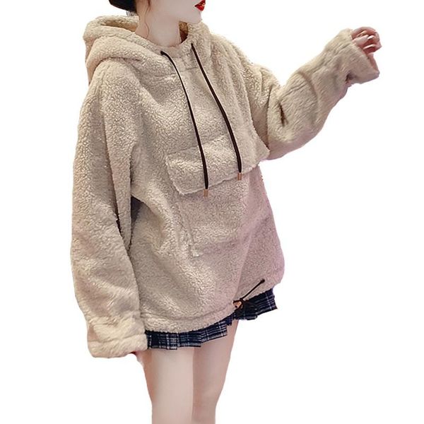women's hoodies & sweatshirts autumn winter lamb plush ladies hoodie thickened plus velvet loose korean version of solid color pocket g, Black
women's hoodies & sweatshirts autumn winter lamb plush ladies hoodie thickened plus velvet loose korean version of solid color pocket g, Black