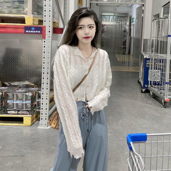 women's knits & tees white knitted cardigan spring and autumn thin sweater coat 2021 shirt short top
women's knits & tees white knitted cardigan spring and autumn thin sweater coat 2021 shirt short top